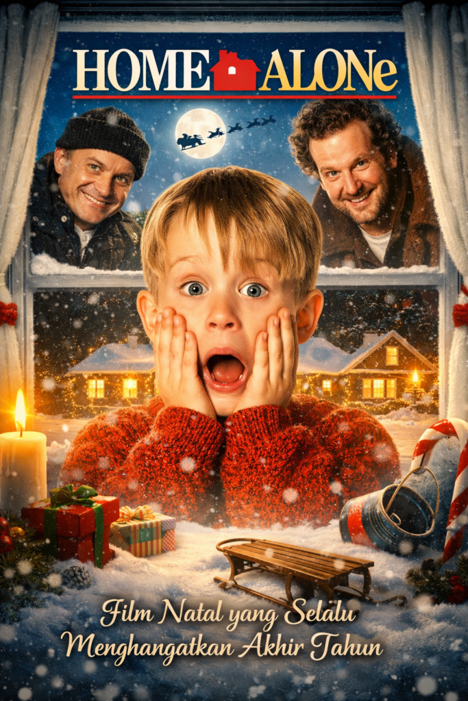 Foto atau poster film home alone yang selalu ditayangkan saat natal