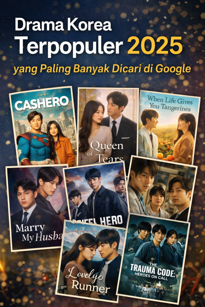 Drama Korea terpopuler 2025 yang paling banyak dicari di Google, menampilkan berbagai judul drakor romantis, thriller, dan medis yang sedang trending