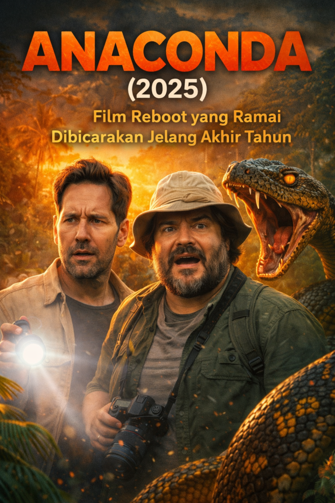 Film Anaconda 2025 reboot menampilkan Paul Rudd dan Jack Black di tengah hutan dengan ancaman ular raksasa, menjadi film yang ramai dibicarakan jelang akhir tahun